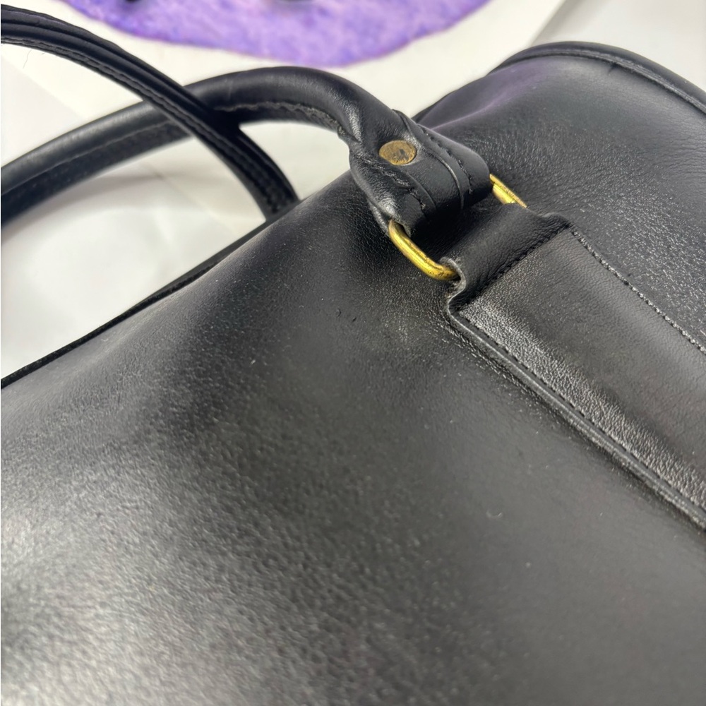 Coach Black Leather Satchel with Brass Hardware - Picture 9 of 12